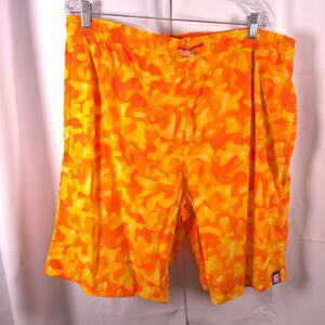 VTG Chaps Ralph Lauren Mens Med (Runs XL) Orange Camo Swim Trunks Board Shorts